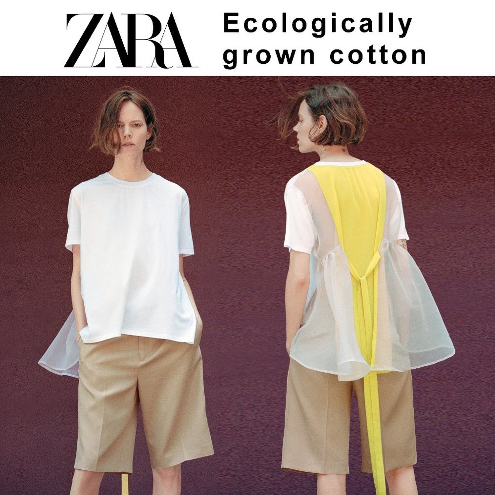 NEW! Zara Organza Oversized TOP with  ECO Friendly Cotton , Size M